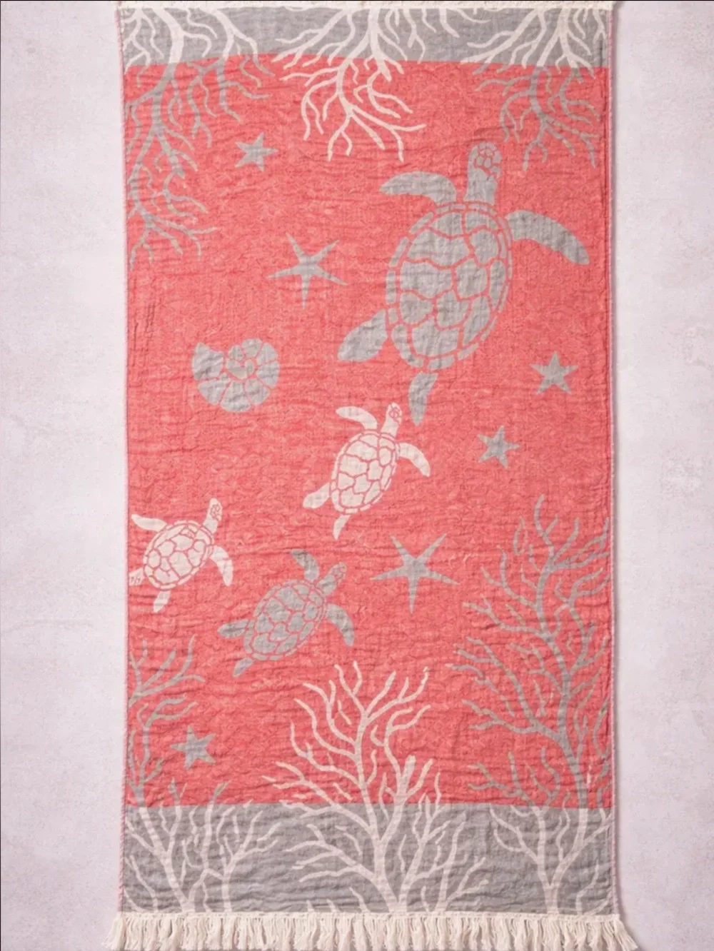 Coral Sea Turtle Beach Towel 2 Side FLiPSiDE Woven Luxury Cotton NEW